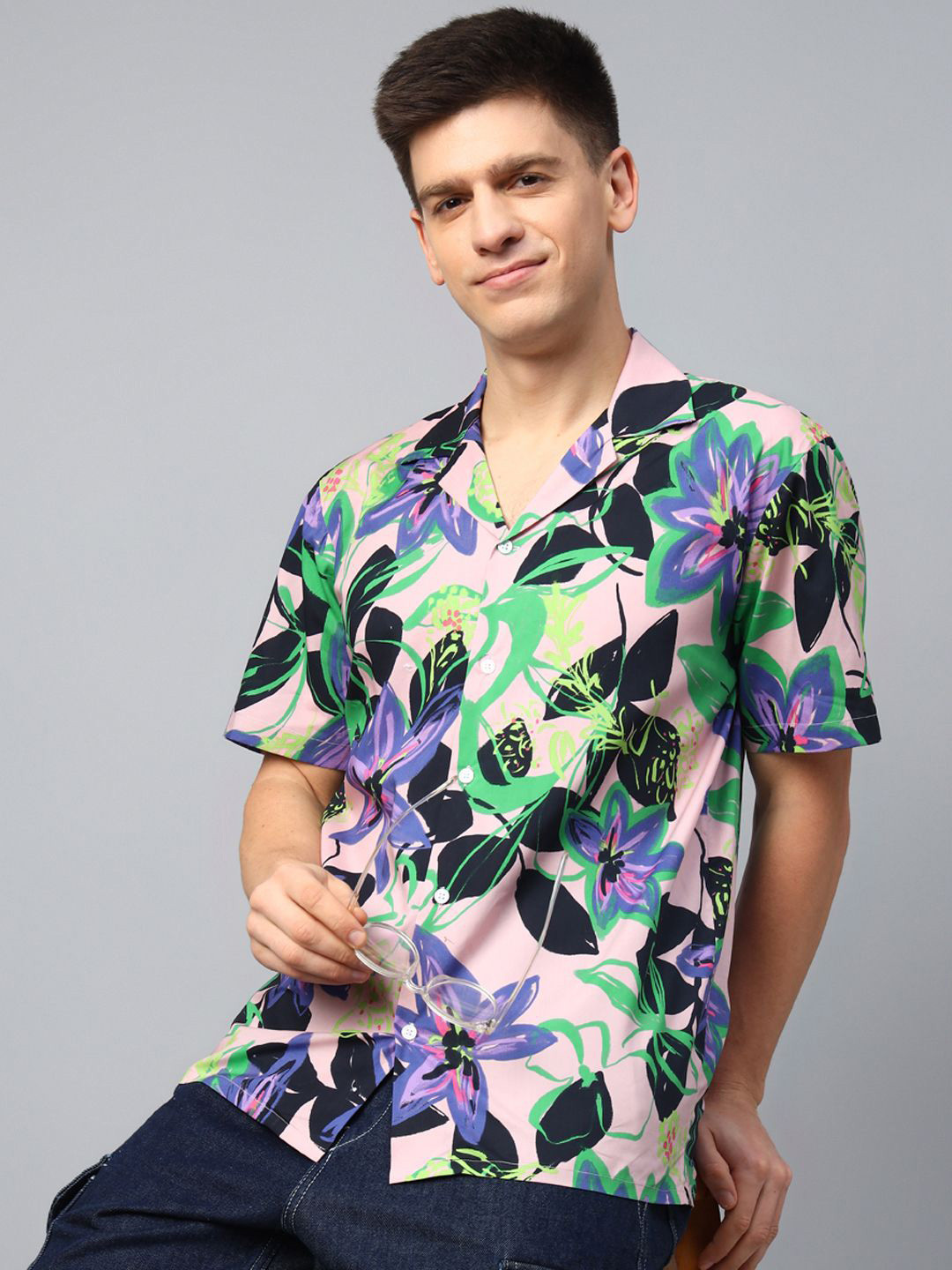 Hancock Men Abstract Opaque Printed Casual Relaxed Fit Resort Shirt