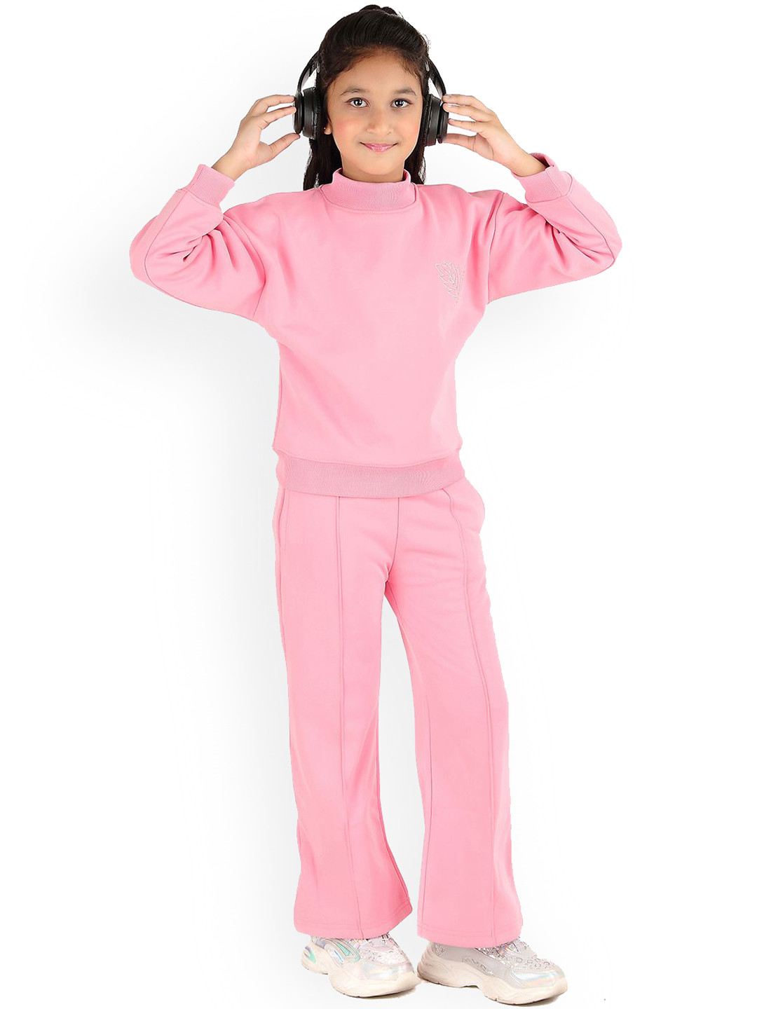 SMSHOPMORE Girls Round Neck & Long Sleeves Top With Flared Trousers Clothing Set
