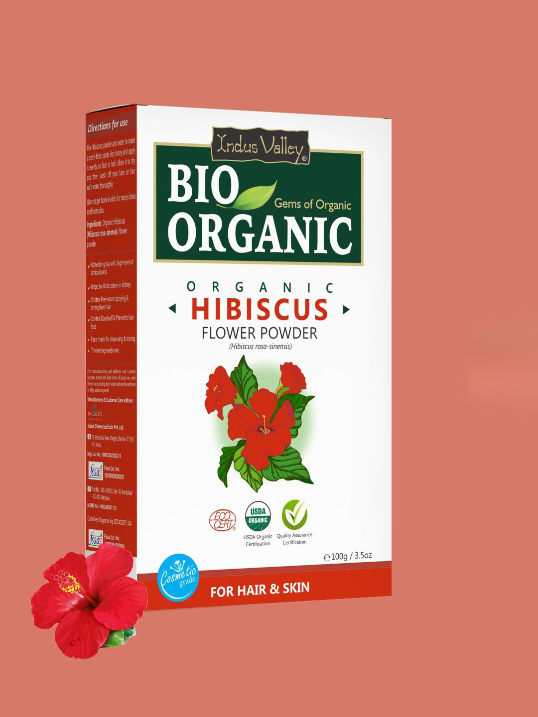 Indus Valley Bio Organic Hibiscus Flower Powder Hair Mask - 100 g