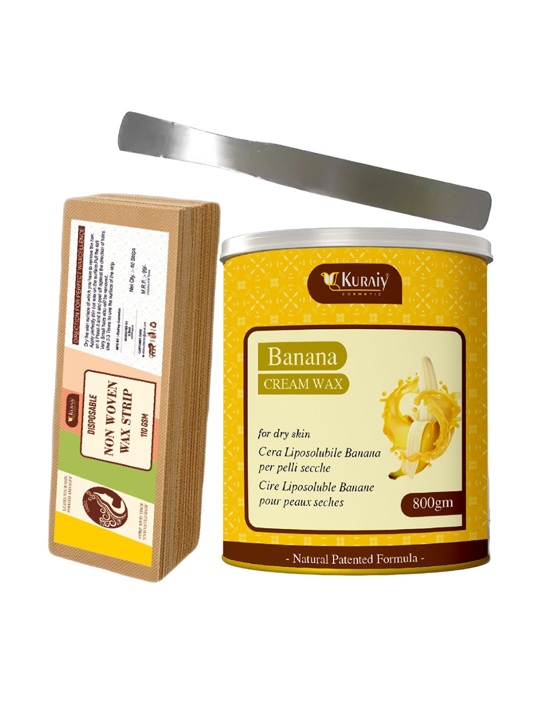 KURAIY Banana Wax With 40 Wax Strips &1 Steel Knife - 800 g
