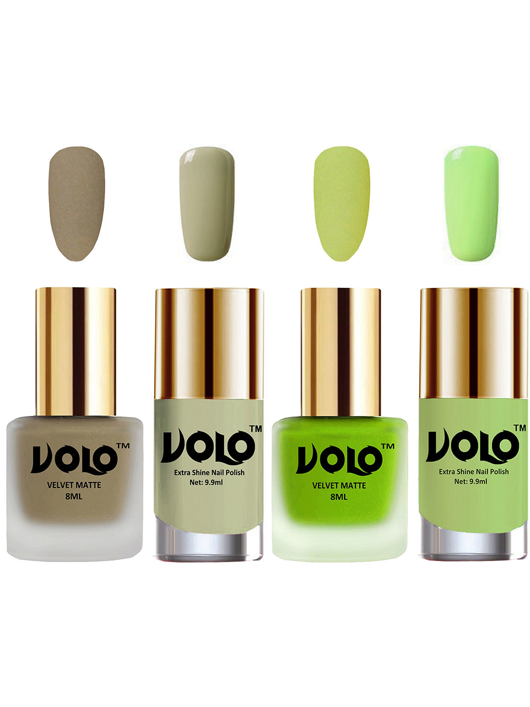 VOLO Set Of 4 Velvet Matte & Extra Shine Nail Polish - 8 ml Each - 37 - 39 - 40 - 28