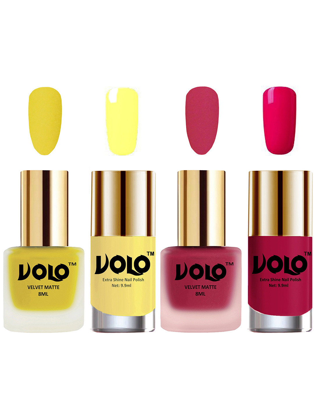 VOLO Set Of 4 Velvet Matte & Extra Shine Nail Polish - 8 ml Each - 40 - 43 - 29 - 53