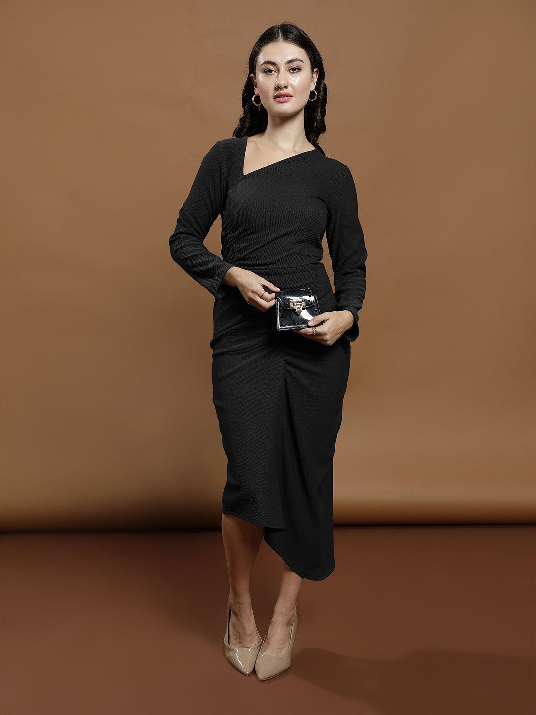 Athena Women Bodycon Asymetrical Midi Dress