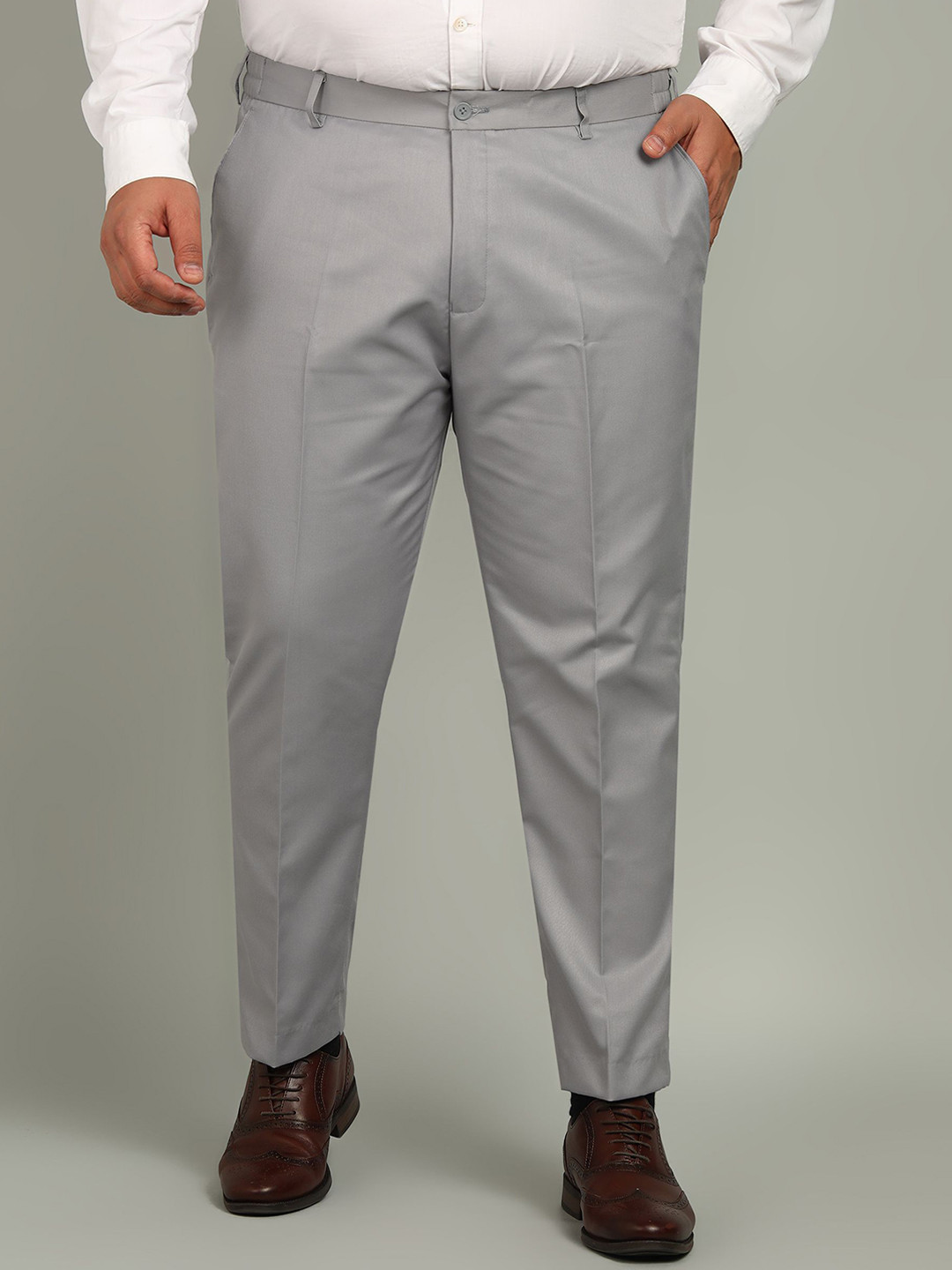 VEI SASTRE Plus Size Light Grey Formal Trouser