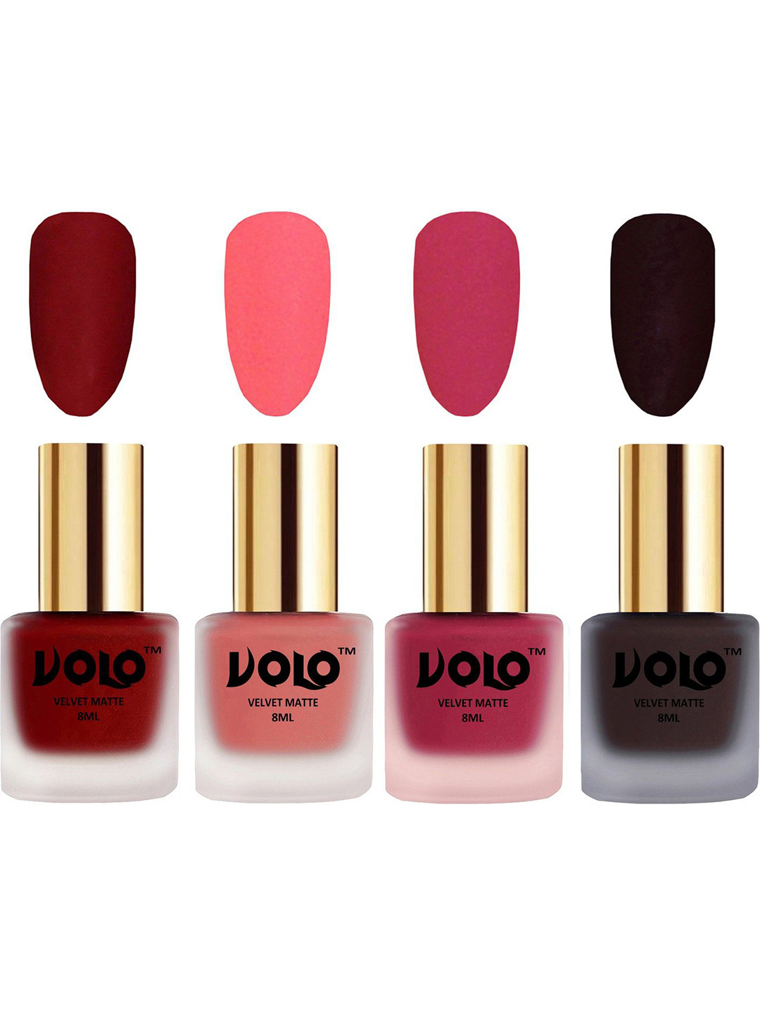 VOLO Set Of 4 Velvet Matte Nail Polish - 8 ml Each - 22 - 41 - 43 - 45