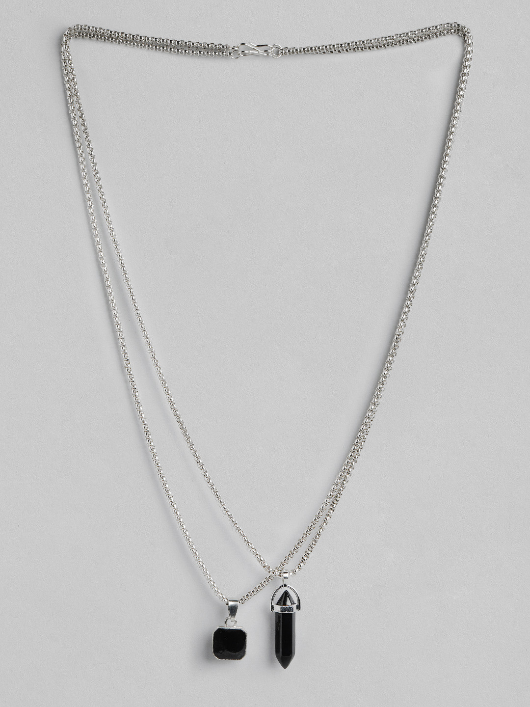 PARIS HAMILTON Unisex Set Of 2 Silver-Plated Artificial Stones Chains