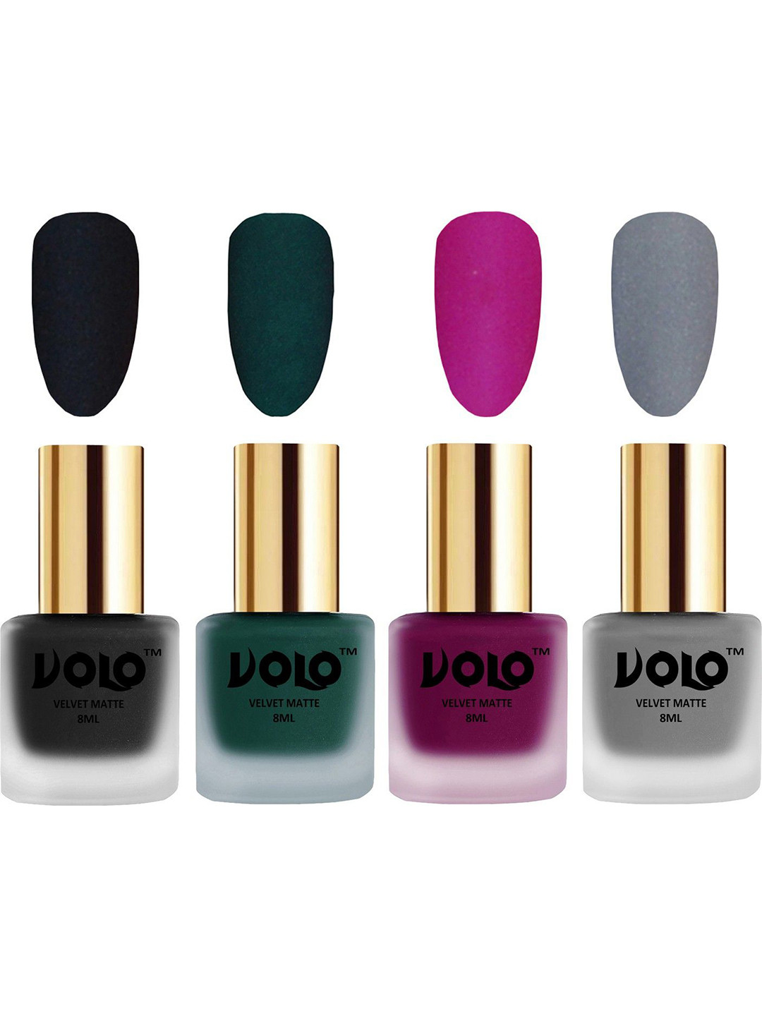 VOLO Set Of 4 Velvet Matte Nail Polish - 8 ml Each - 5 - 12 - 14 - 20