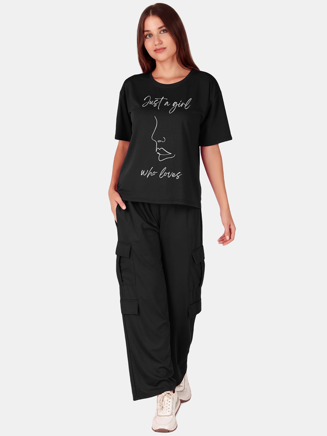 Fasense Printed T-Shirt & Pant Co-Ord Set