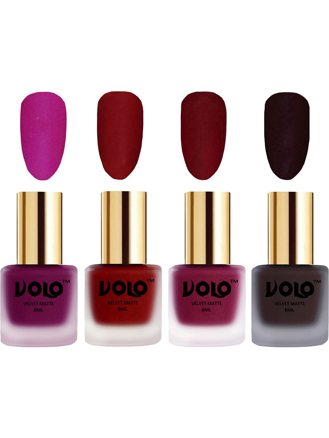 VOLO Set Of 4 Velvet Matte Nail Polish- 8 ml Each- Shade- 14- 22- 25- 45
