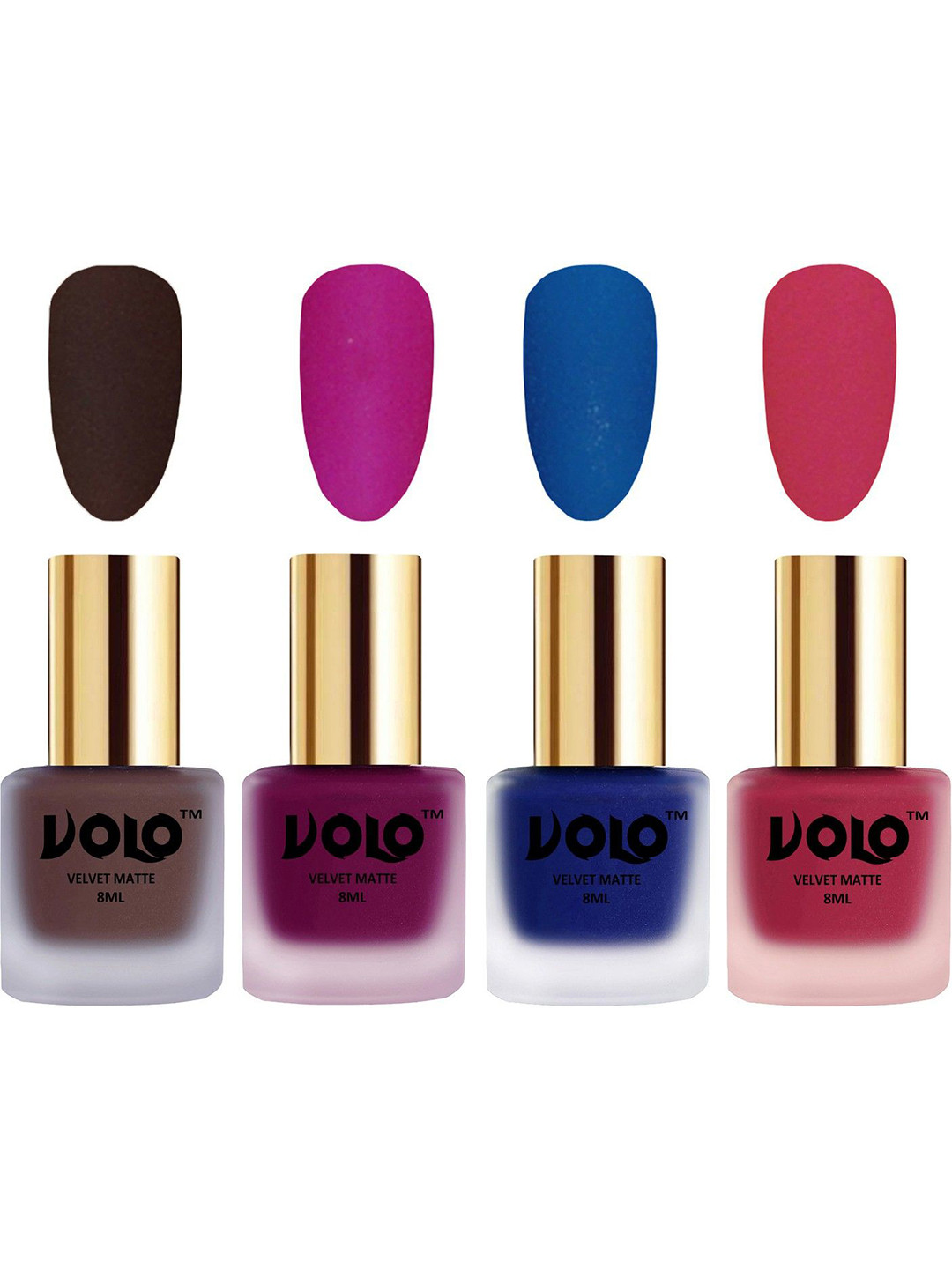VOLO Set of 4 Velvet Dull Matte Nail Polish - 8 ml Each - 2-14-19-43