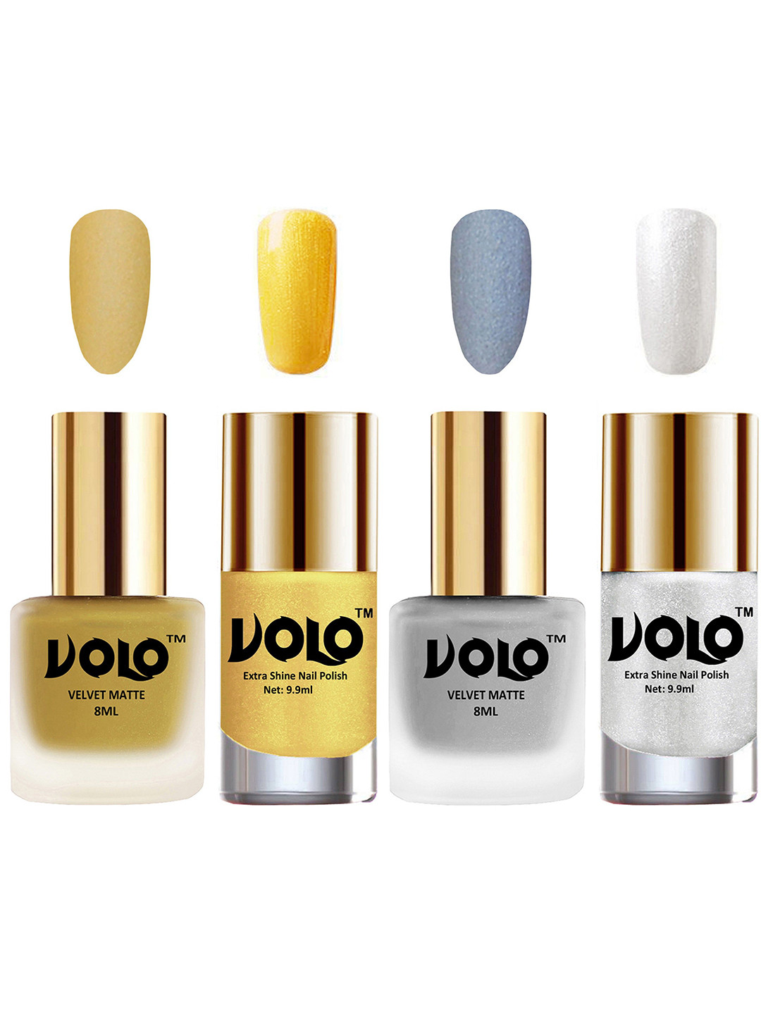 VOLO Set Of 4 Velvet Matte & Extra Shine Nail Polish-8 ml & 9.9 ml Each Shade 32-33-59-46