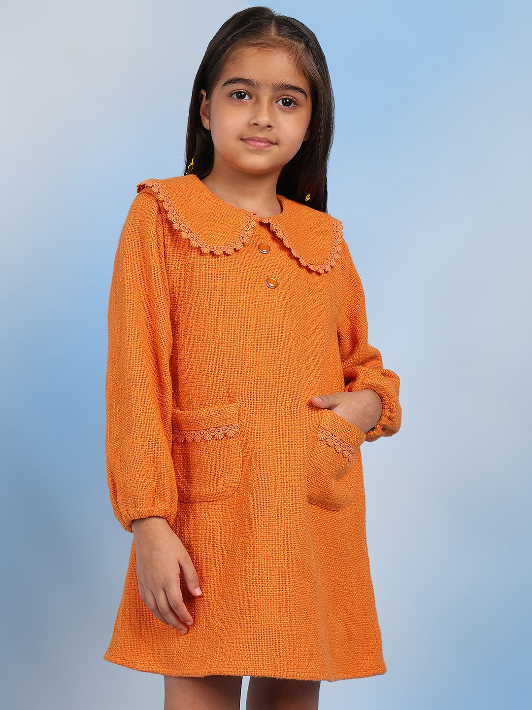 The Tribe Kids Girls Peter Pan Collar A-Line Dress