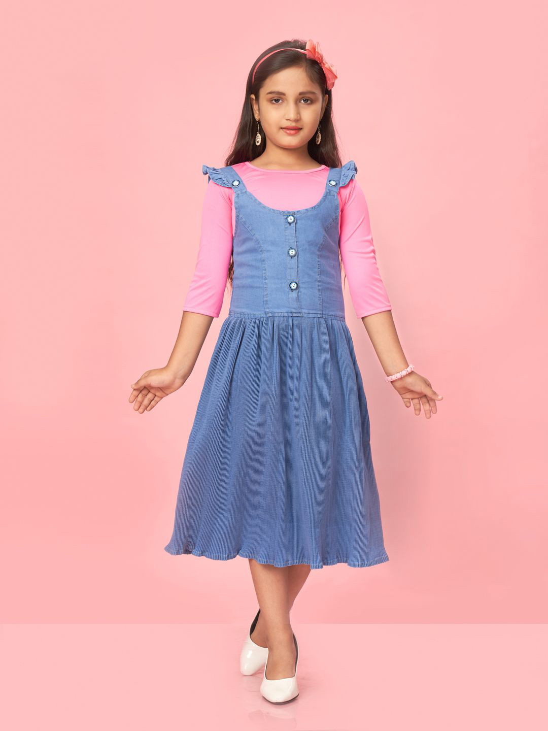 BAESD Girls Cotton A-Line Gathered or Pleated Dress