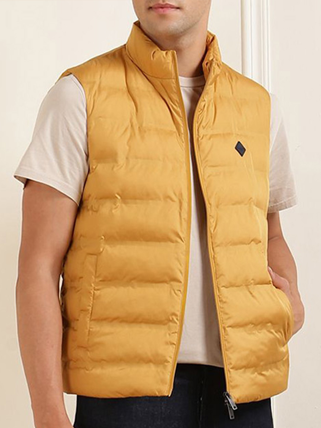 HACKETT LONDON Men Mock Collar Half Sleeve Puffer Jacket