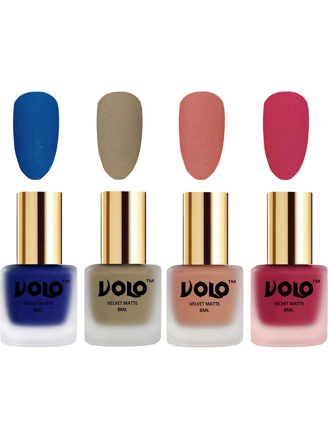 VOLO Set Of 4 Velvet Matte Nail Polish - 8 ml Each - 19 - 37 - 38 - 43