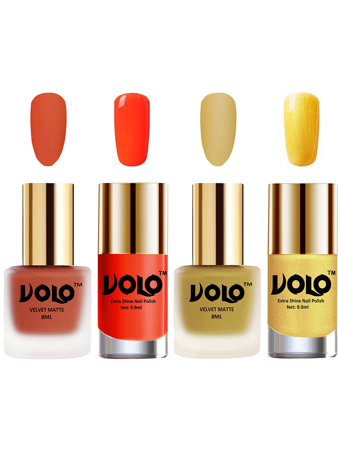 VOLO Set Of 4 Velvet Matte & Extra Shine Nail Polish-8 ml & 9.9 ml Each Shade 30-32-14-59