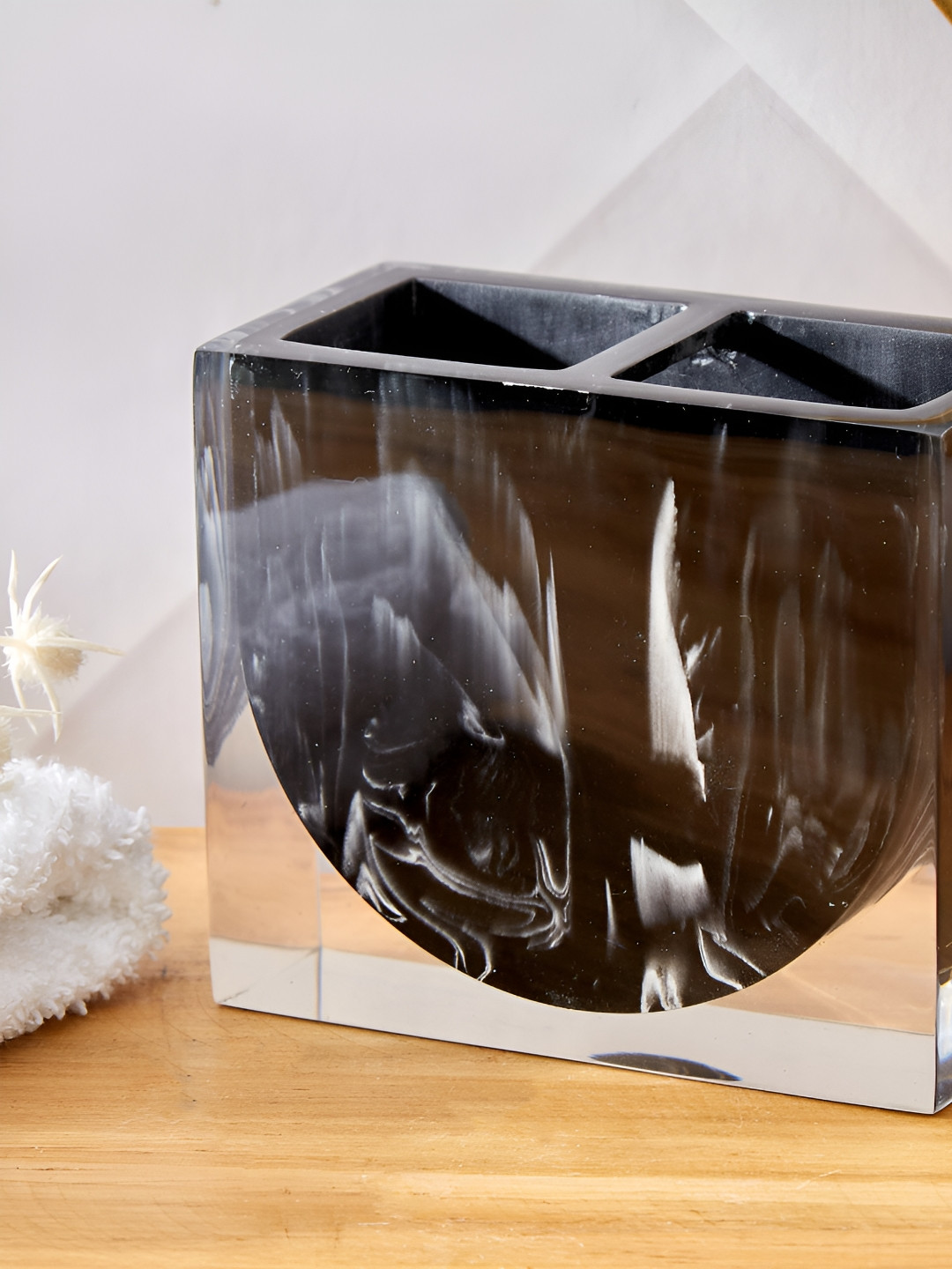 Home Centre Black & White Printed Matte Tooth Brush Holder