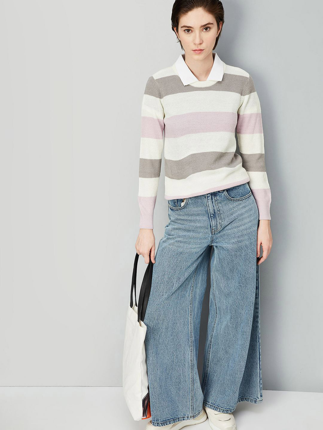 max Women Striped Pullover Sweater