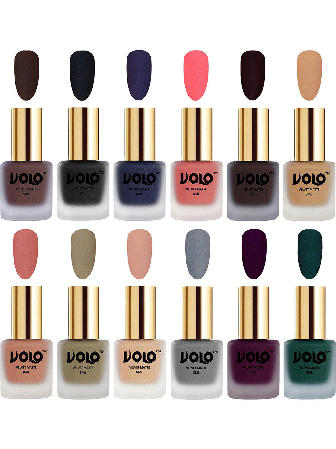 VOLO Set Of 12 Velvet Matte Nail Polish - 8 ml Each