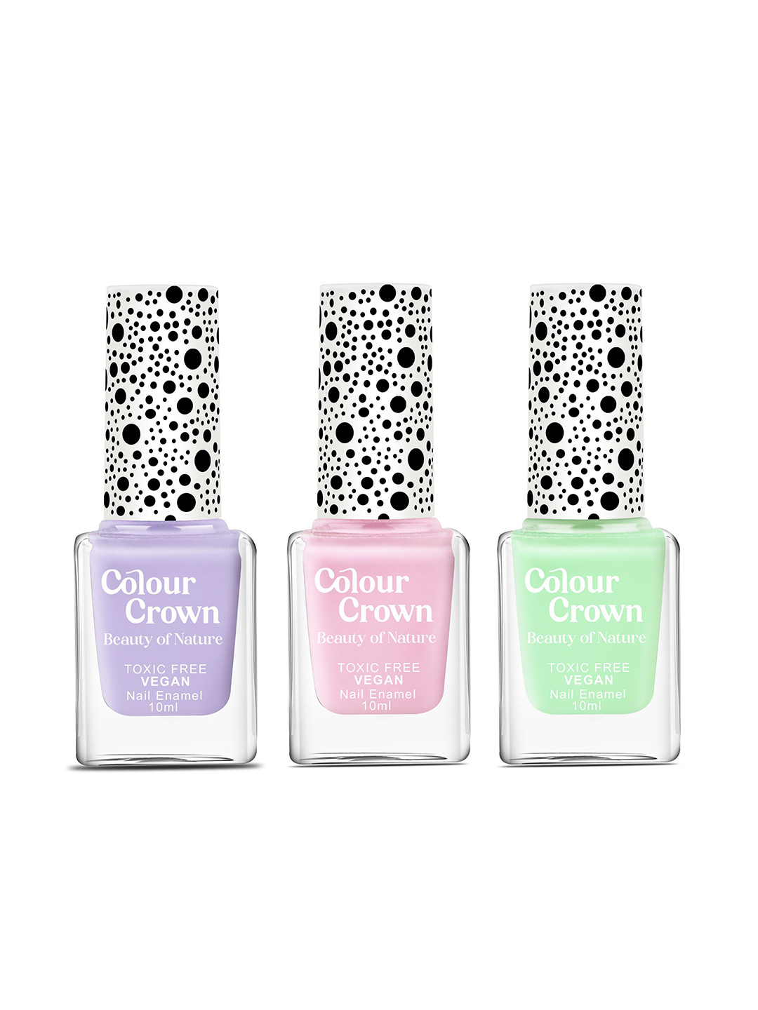 CROWN Set of 3 Longwear Glossy Finish Nail Polish- 10 ml Each - Pastel Bliss