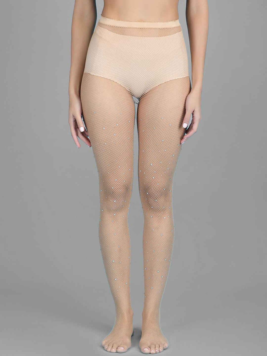 Klassik Women Rhinestone Sheer Pantyhose Stocking With Elasticated Waistband