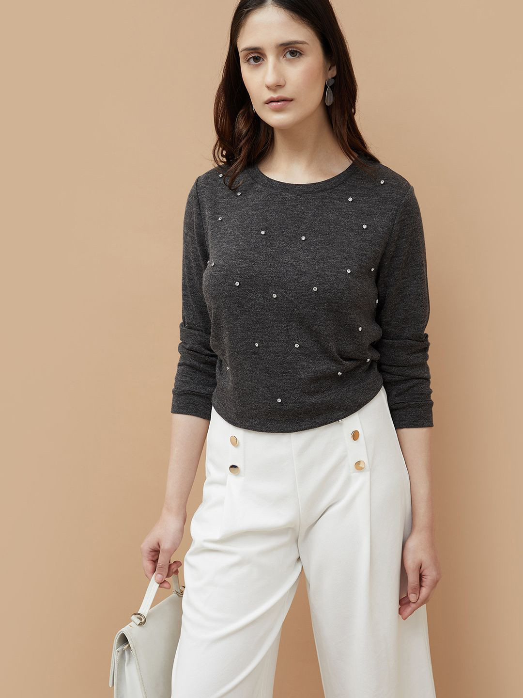 CODE by Lifestyle Top Women Embellished Round Neck Top