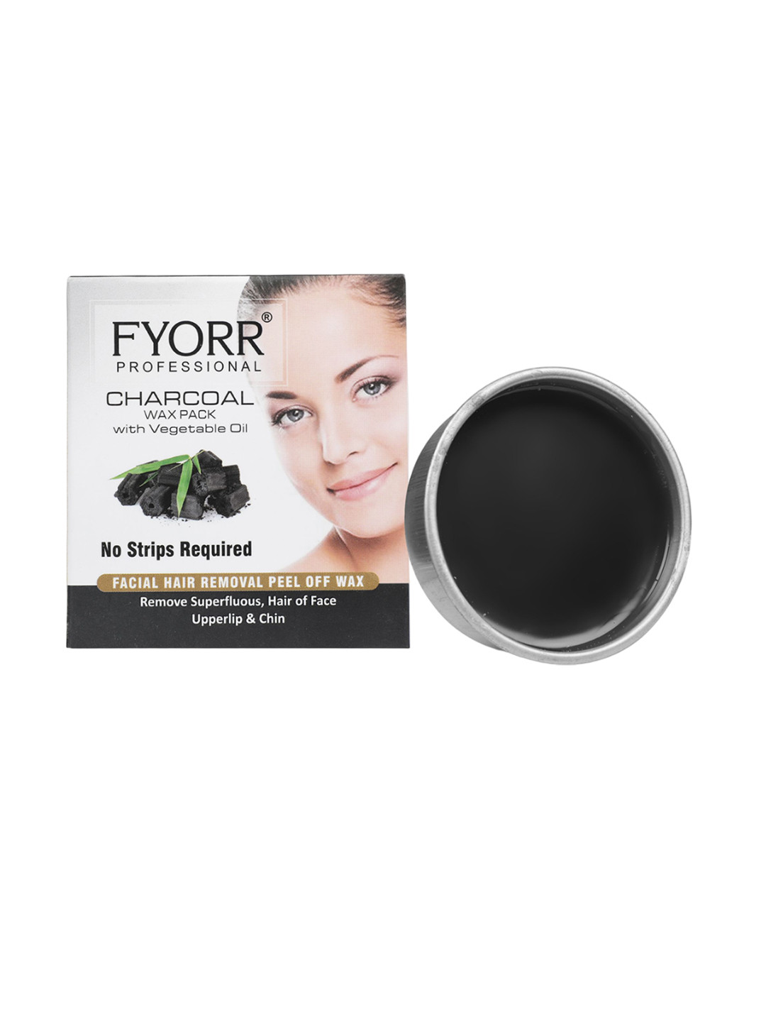 FYORR Charcoal Facial Hair Removal Peel Off Wax With Wooden Spatula - 80 g