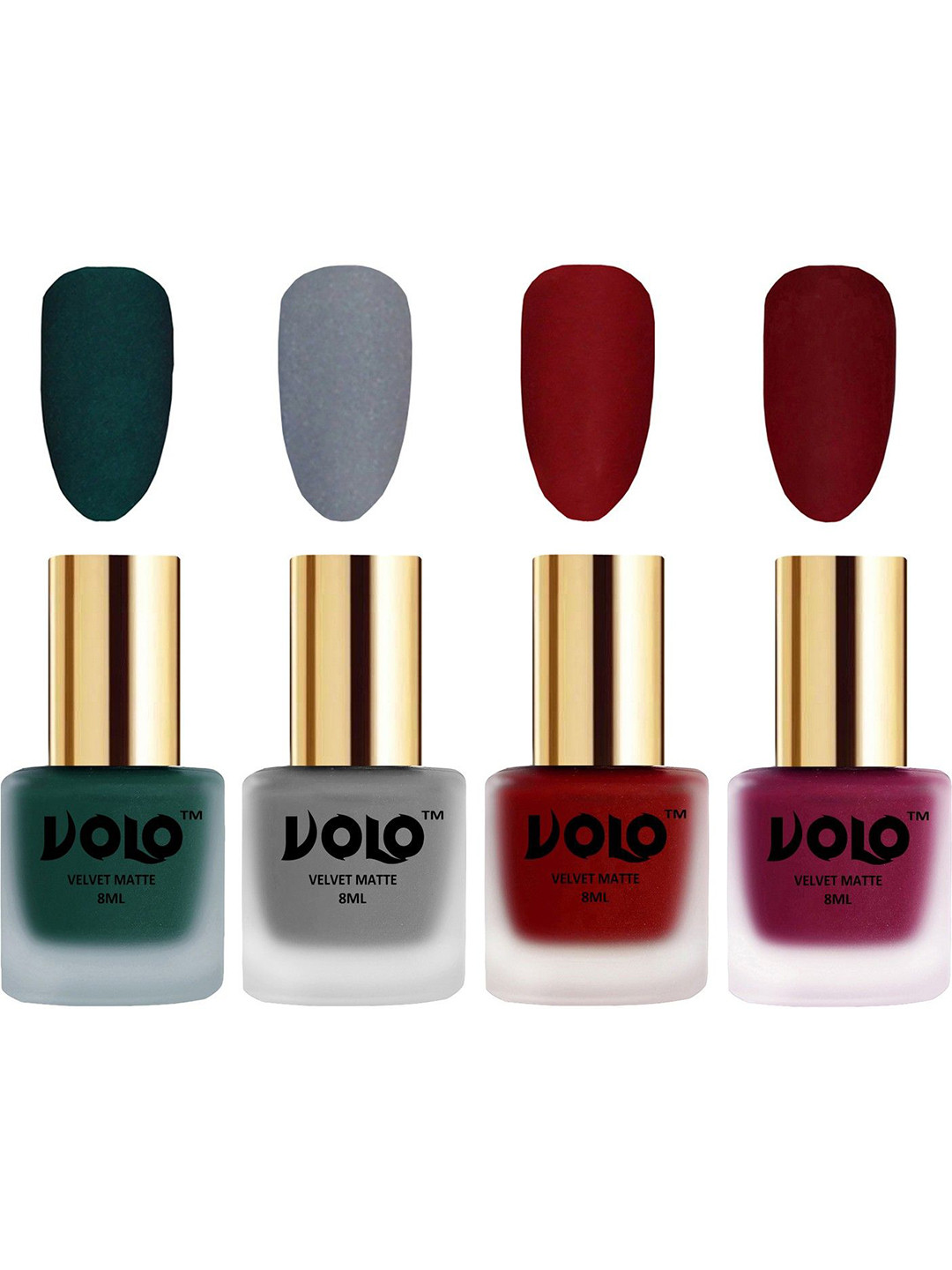 VOLO Set of 4 Velvet Dull Matte Nail Polish - 8 ml Each - 12-20-22-25
