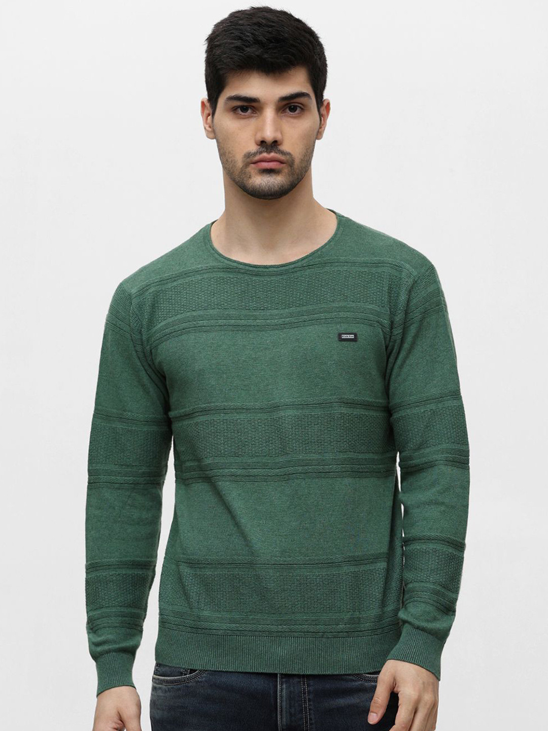 Klub Fox Men Cotton Self Design Cable Knit Pullover