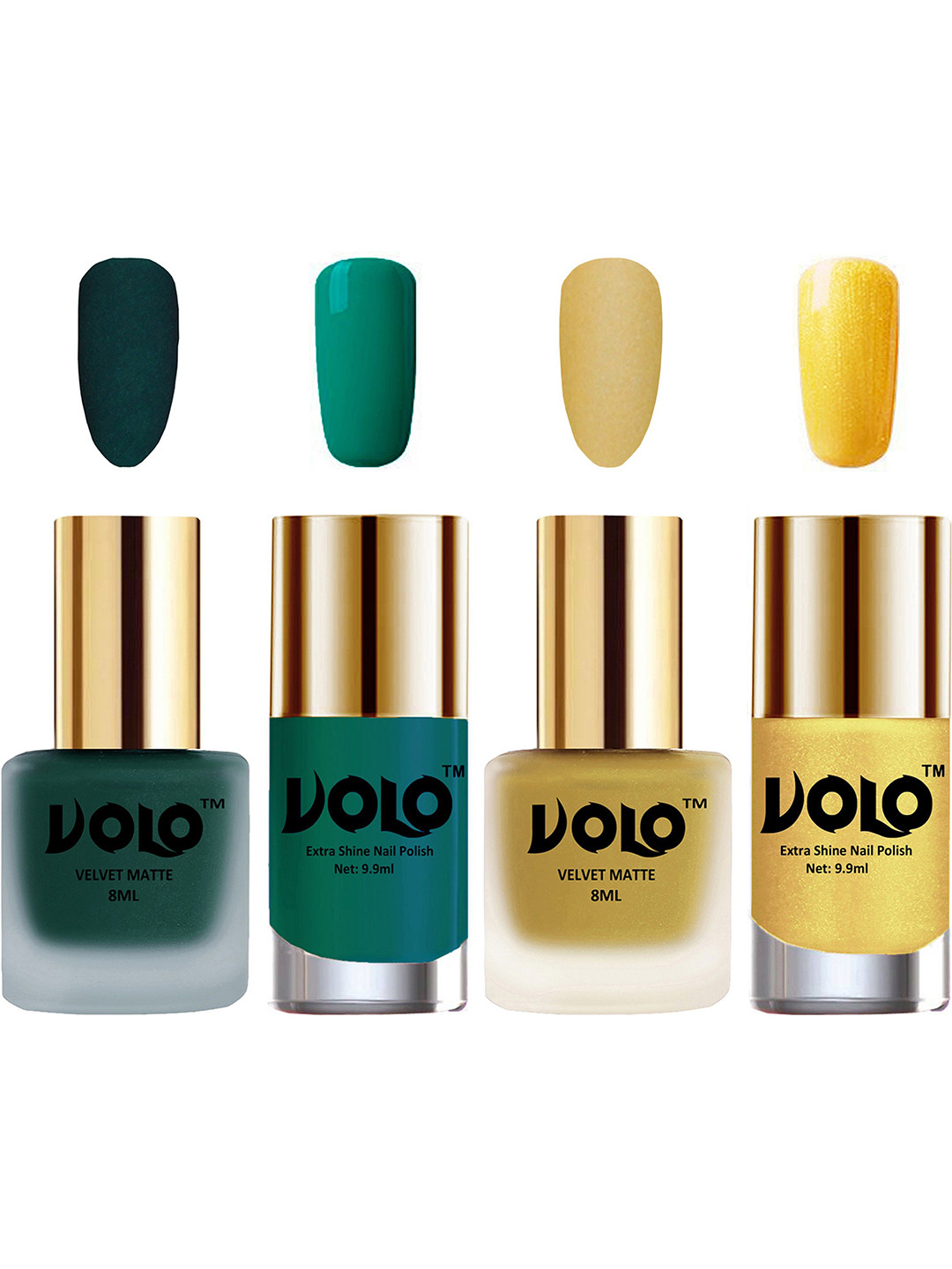 VOLO Set Of 4 Velvet Matte & Extra Shine Nail Polish - 8 ml Each - 12 - 32 - 26 - 59