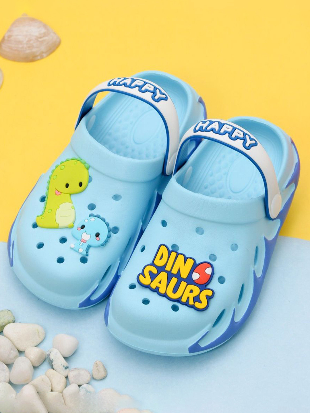 Yellow Bee Boys Dinosaur Applique Clogs Sandals