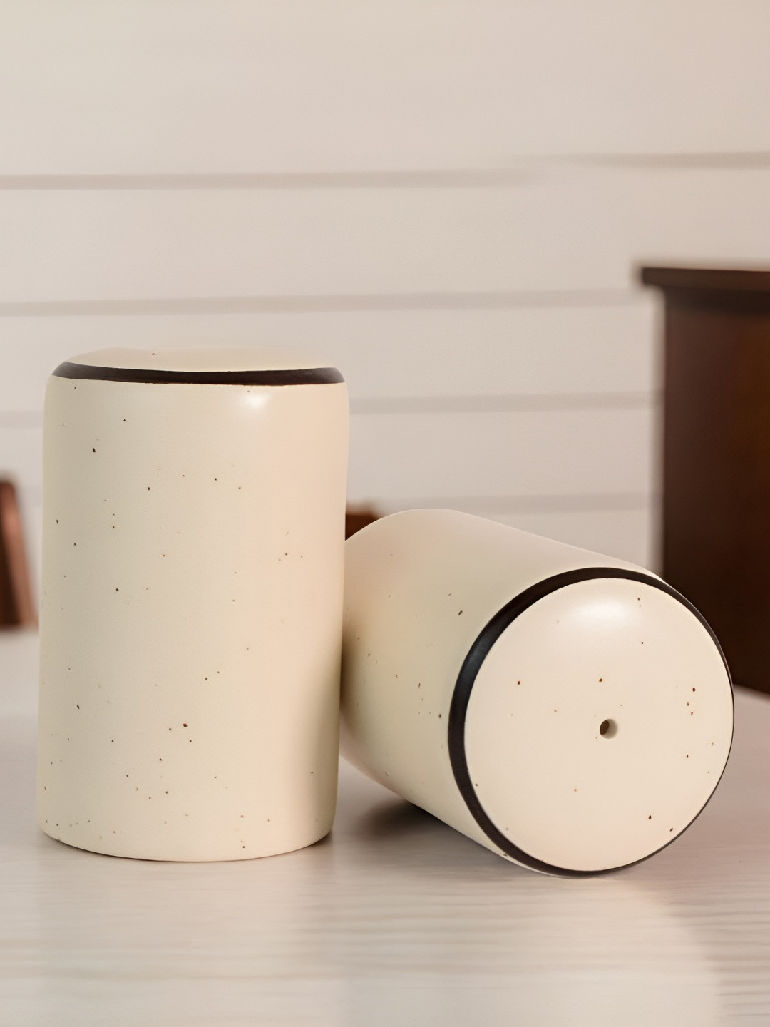 The Decor Lane Beige Ceramic Salt and Pepper Shakers