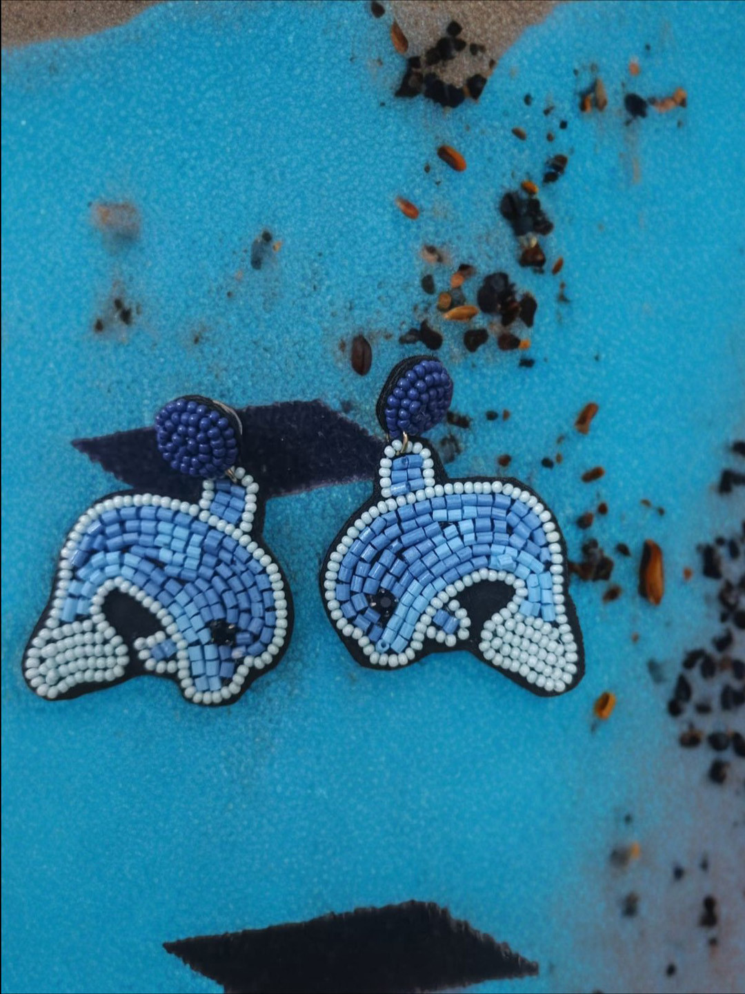 PRIAANSHA CREATIONS Contemporary Dolphin Beaded Drop Earrings