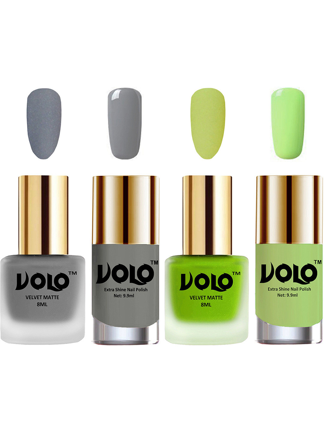 VOLO Set Of 4 Velvet Matte & Extra Shine Nail Polish - 8 ml Each Shade- 20 - 39 - 41 - 28