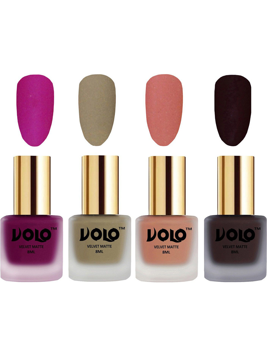 VOLO Set Of 4 Velvet Matte Nail Polish - 8 ml Each - 14 - 37 - 38 - 45