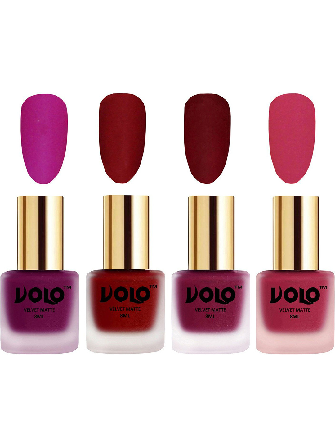 VOLO Set Of 4 Velvet Matte Nail Polish- 8 ml Each- Shade- 14- 22 -25 -43