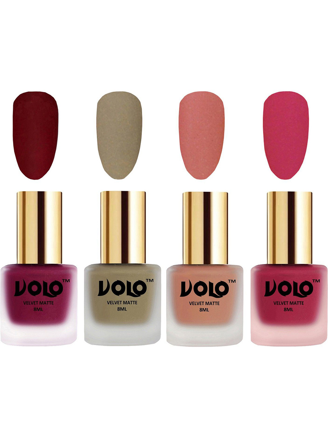 VOLO Set Of 4 Velvet Matte Nail Polish- 8 ml Each- 25 -37-38 - 43