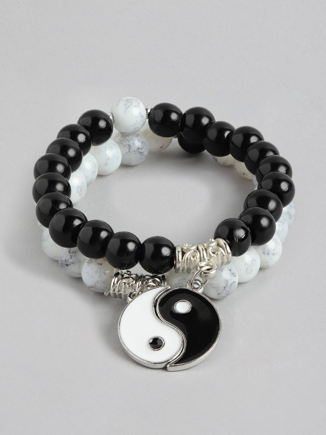 PARIS HAMILTON Unisex Set Of 2 Evil Eye Infinity Artificial Beads Couple Bracelets