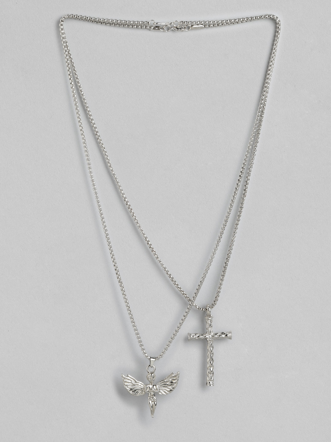 PARIS HAMILTON Unisex Set Of 2 Silver-Plated Necklaces