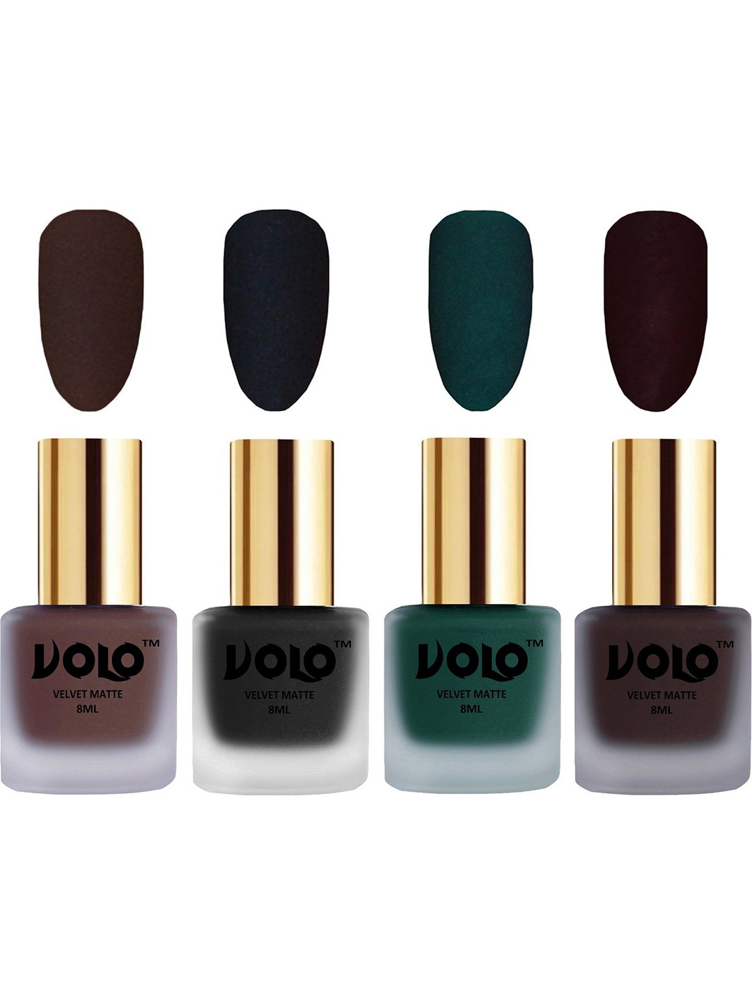 VOLO Set Of 4 Velvet Matte Nail Polish- 8 ml Each- 2- 5- 12- 45