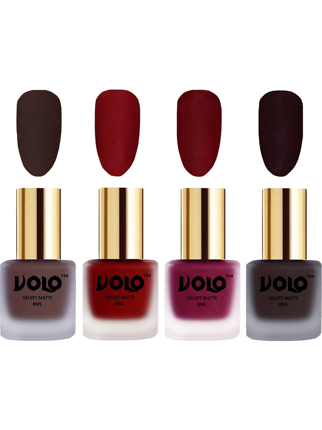 VOLO Set Of 4 Velvet Matte Nail Polish - 8 ml Each - 2 - 22 - 25 - 45