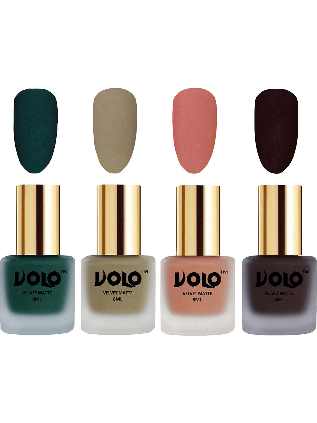 VOLO Set Of 4 Velvet Matte Nail Polish - 8 ml Each - 12 - 37 - 38 - 45