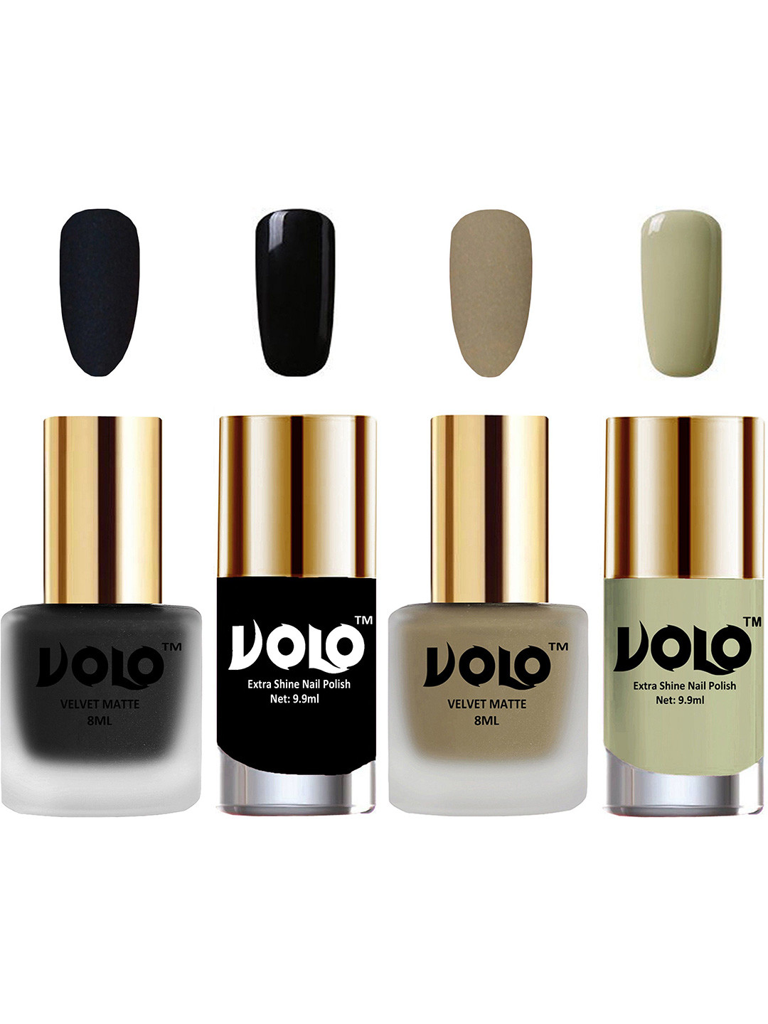VOLO Set Of 4 Velvet Matte & Extra Shine Nail Polish - 8 ml Each Shade- 05 - 37 - 3 - 40