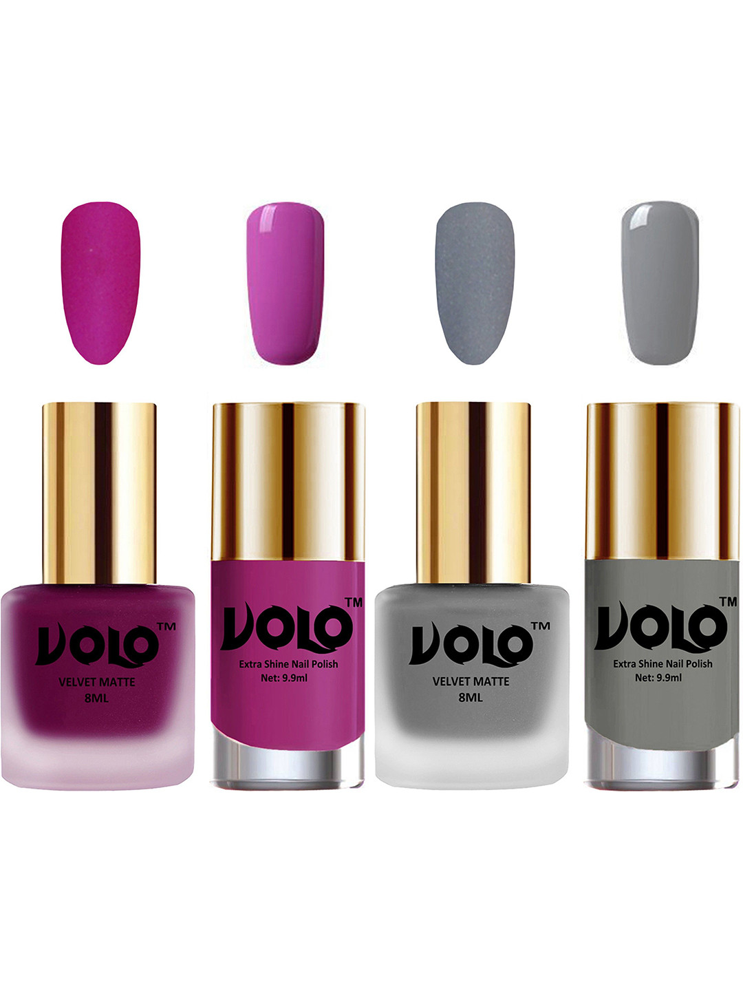 VOLO VOLO Set Of 4 Velvet Matte & Extra Shine Nail Polish-8 ml & 9.9 ml Shade 14-20-35-41