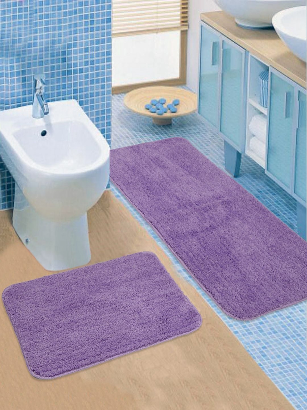 Saral Home Purple 2 Pieces Microfibre 2200 GSM Soft Bathmat & Runner