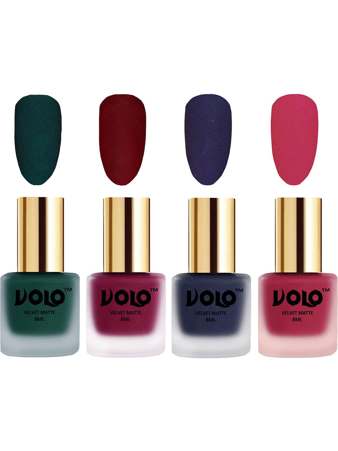 VOLO Set Of 4 Velvet Matte Nail Polish- 8 ml Each- 12 -25-31- 43