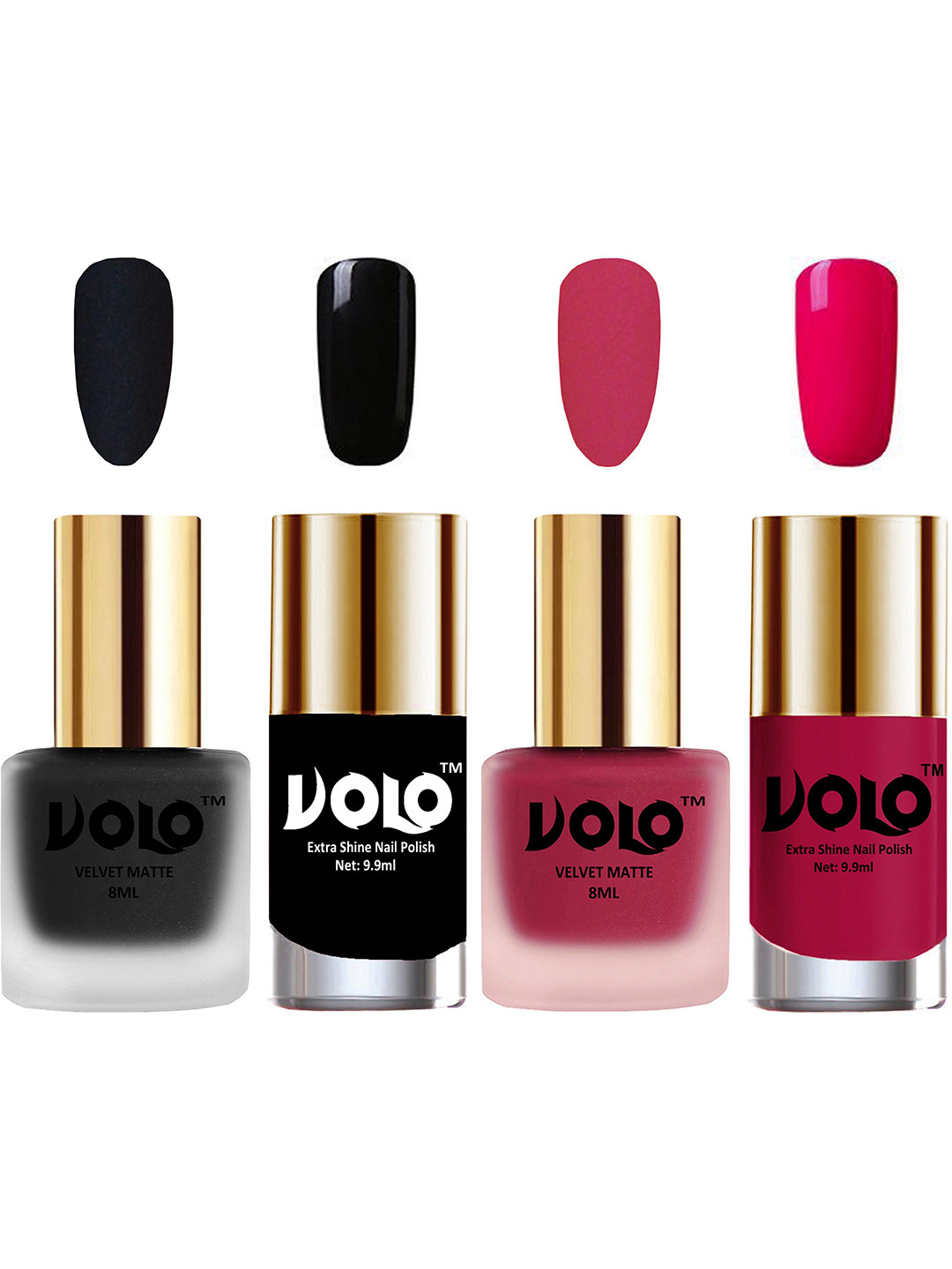 VOLO Set Of 4 Velvet Matte & Extra Shine Nail Polish - 8 ml Each - 05 - 43 - 3 - 53
