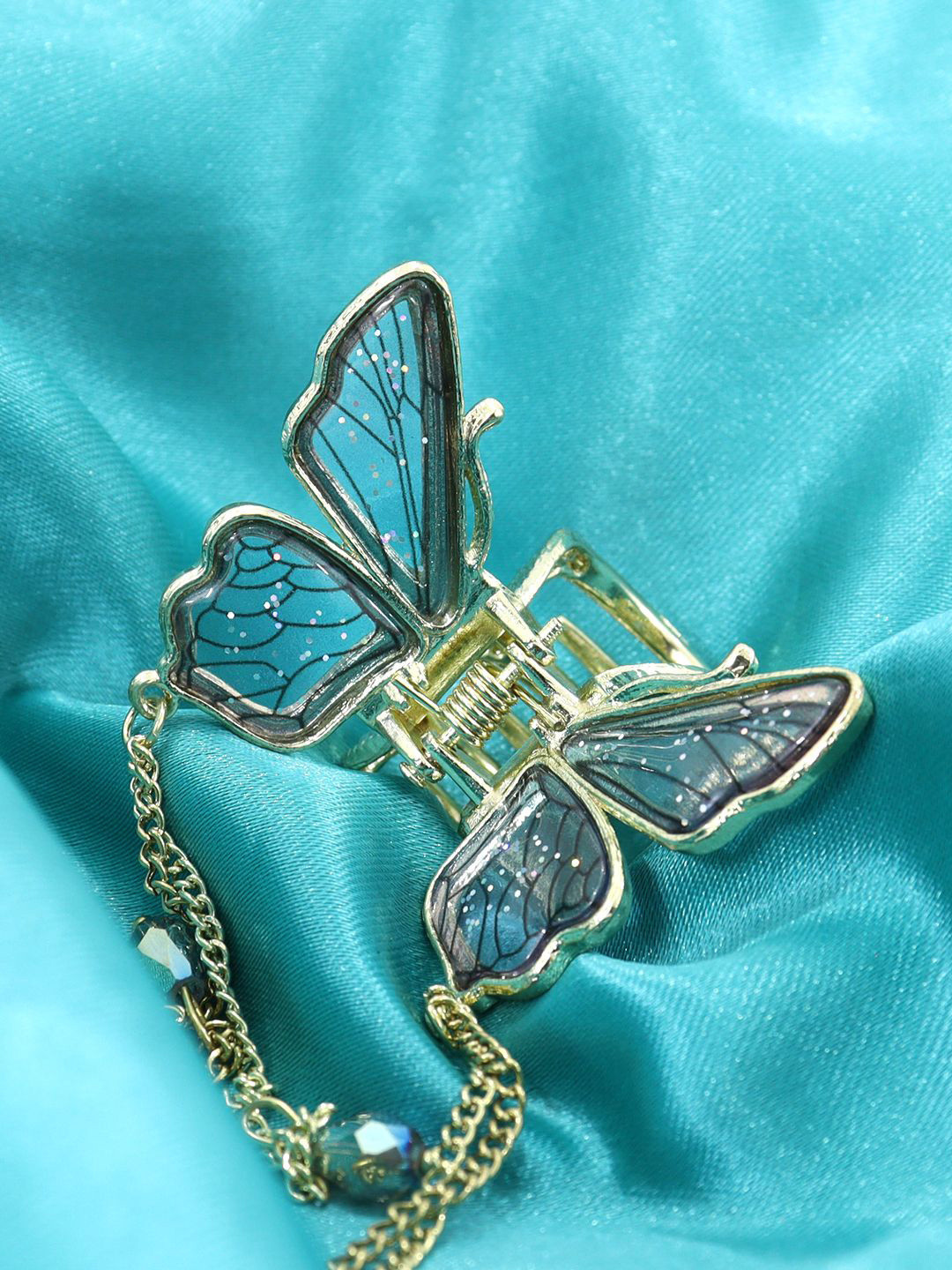 KRENOZ Women Beaded Butterfly Wing Hair Claw Clip