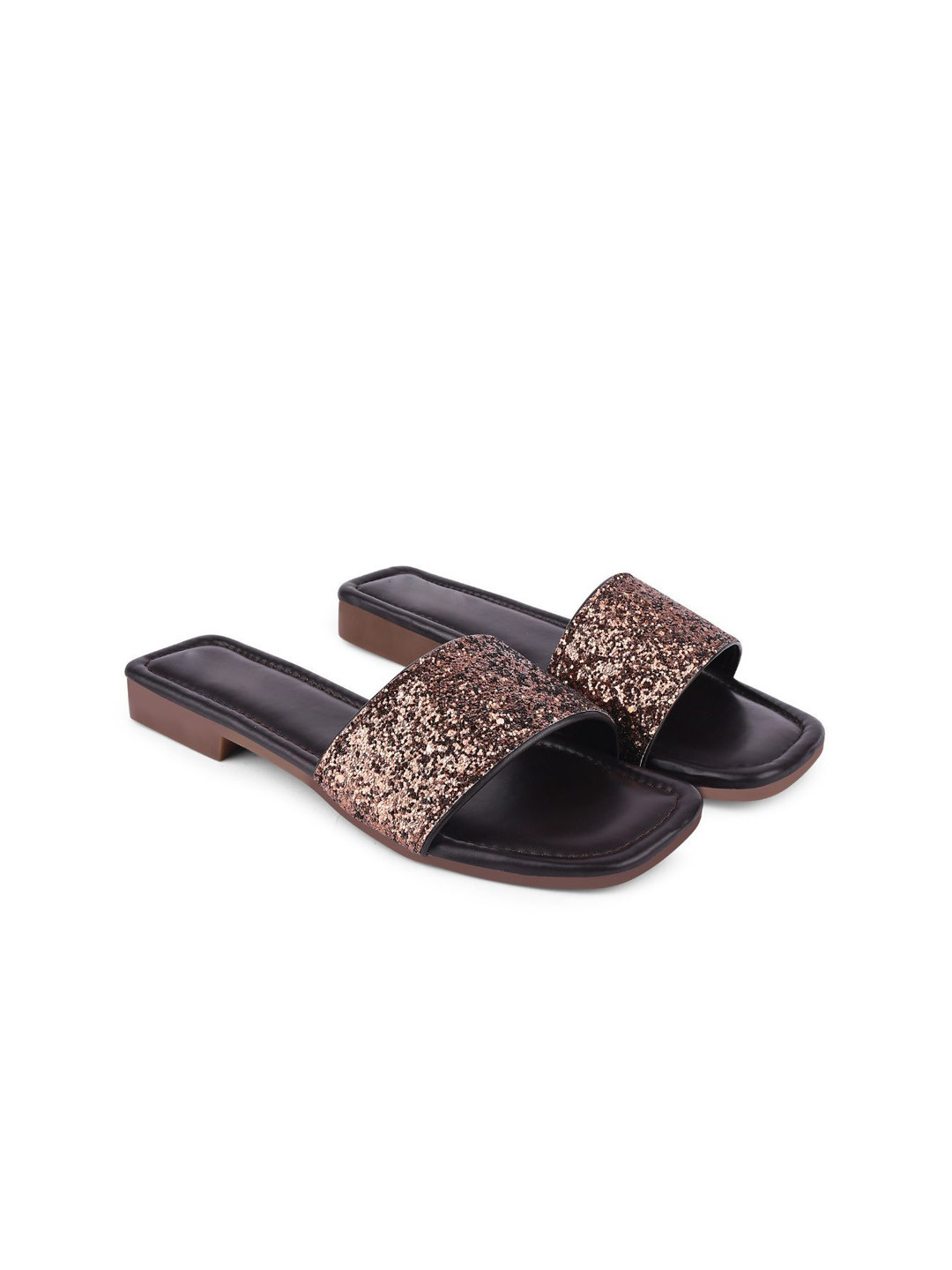 JM Looks Women Embellished Sparkling Glitter Ethnic Open Toe Flats