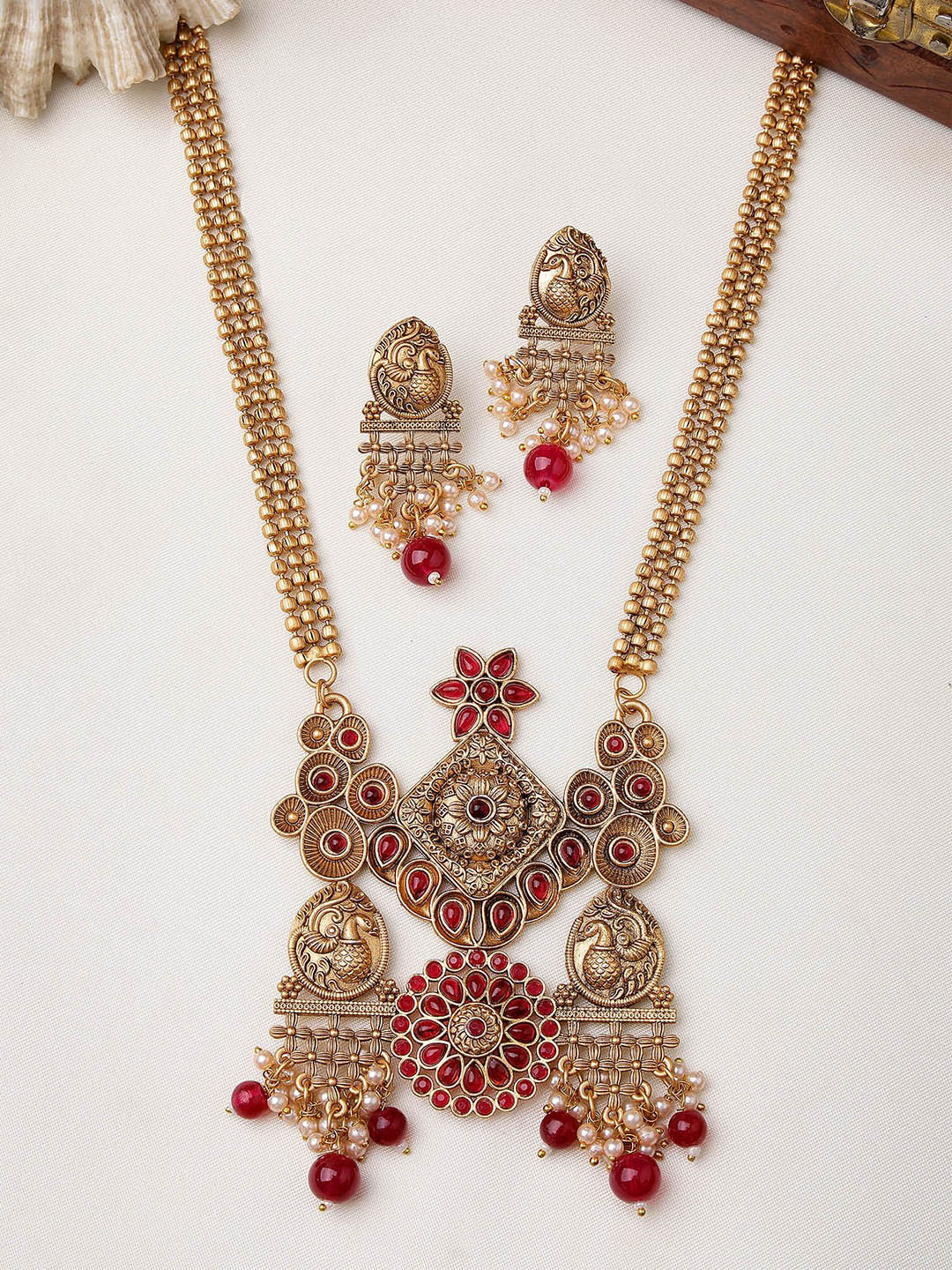 KARATCART Gold-Plated Temple Jewellery Set